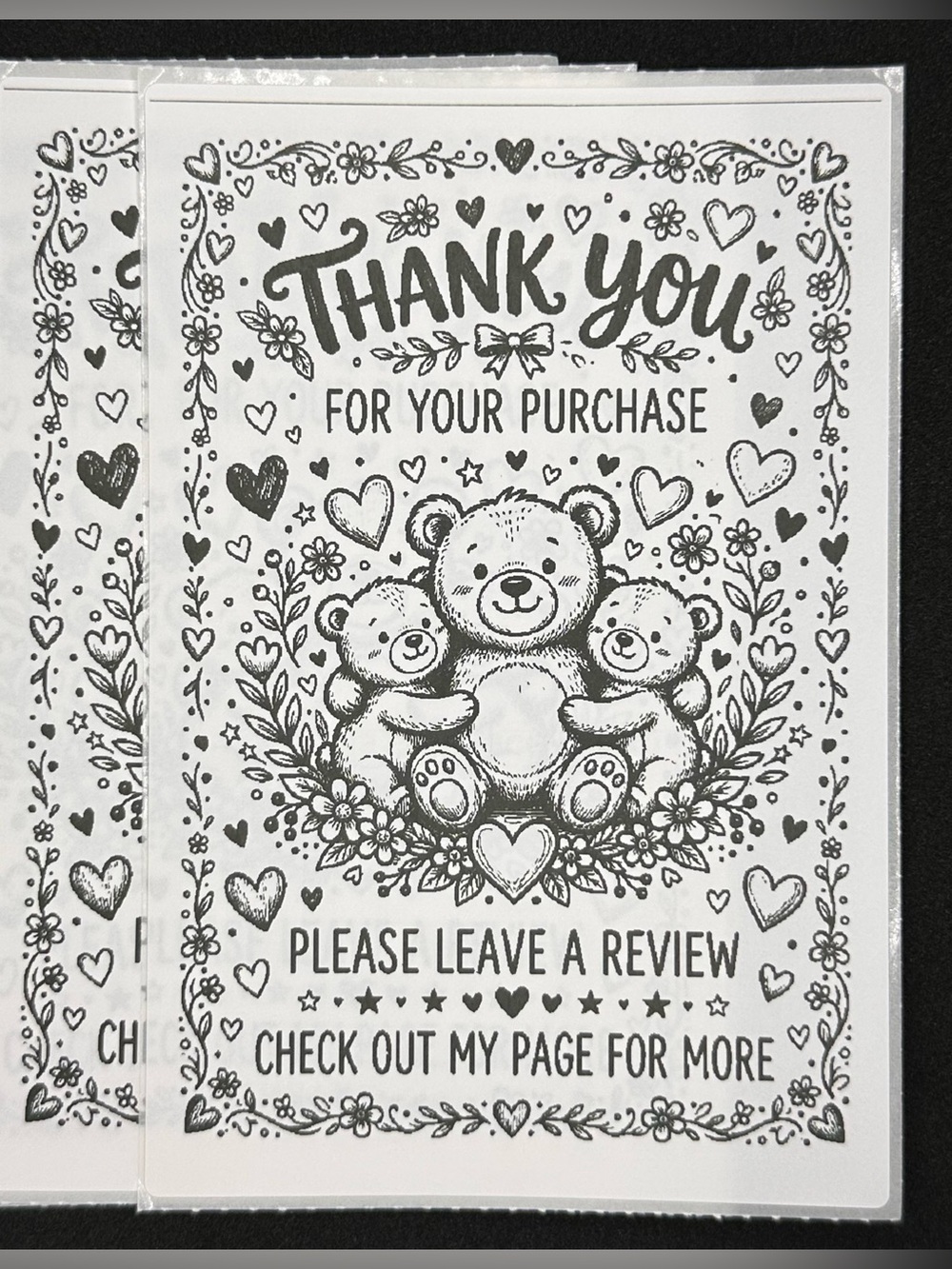 10 Pack Teddy Bear Thank You For Your Purchase Packaging Thermal Labels Lot